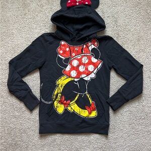 Disney Parks Minnie Mouse Hoodie Ears Bow Graphic Sweatshirt Women’s Small